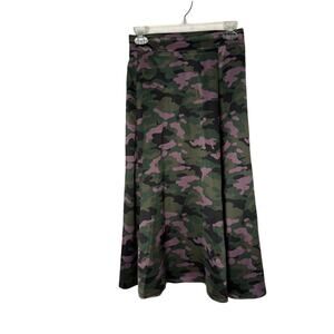 Torrid Size 2 Pink and Green Camo Satin Midi Skirt Plus Size 18 20 A-Line Skirt